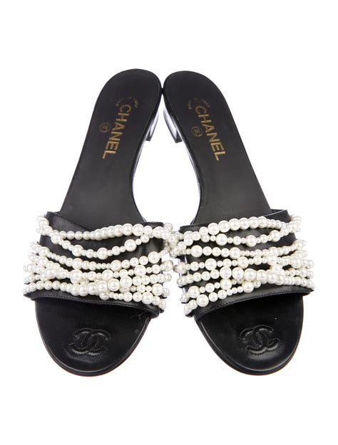 chanel pearl slide sandals.